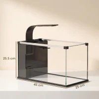 PawHut Acvariu, 24L din Sticlă Securizată cu Filtru, Lumină LED și Pompă de Apă(m-3)