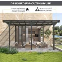 Outsunny 4.35 x 3m Outdoor Patio Gazebo Pergola, Retractable Pergola Canopy Aluminum Post & PC Roof,  Grey(m-7)