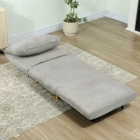 HOMCOM 2-in-1 Schlafsessel Gästebett, verstellbare  Kopfstütze Cord-Optik 82 cm x 87 cm x 89 cm Grau(m-10)