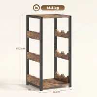 HOMCOM Suport pentru Sticle, Rafturi Ondulate, Picioare Reglabile, Maro Rustic, Negru(m-3)