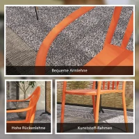 Outsunny Weerbestendige Tuinstoelenset van 4 Kunststof Stapelstoelen met Armleuning en Rugleuning Tot 120 kg Belastbaar(m-7)