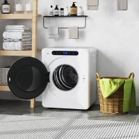 HOMCOM Mini Uscător Electric 1000W de 3 kg cu Afișaj LED, 49x43x61 cm, Alb(m-9)