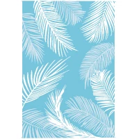 Outsunny Outdoor Teppich wendbarer robuster Wetterfest Outdoorteppich mit Tragetasche Bodenankern 274 x 182 cm Hellblau+Weiß(m-1)