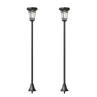 Outsunny Solar Laterne 2er-Set Stehleuchte 180cm Höhenverstellbar mit 2 Helligkeitsmodi Lichtsensor Schalter, IP44(m-1)