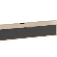 HOMCOM Móvel de TV suspenso, móvel de TV para TV até 75 polegadas (190,5 cm), gaveta rebatível 2 prateleiras 180x24x16cm madeira natural(m-8)