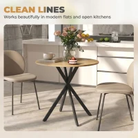 HOMCOM 80cm Industrial Round Dining Table - White Oak(m-7)