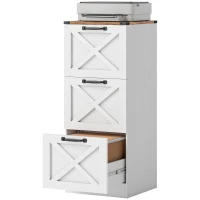 HOMCOM Bürocontainer mit 3 Schubladen, Hängemappen für Letter/A4, Landhausstil, 40x40x101cm, Weiß(m-7)