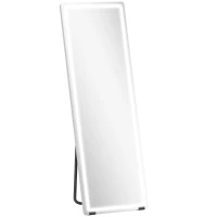 HOMCOM Espejo de Pie Cuerpo Entero con Luces 150x50 cm sin Marco 3 Temperaturas de Color Brillo Ajustable Transparente(m-1)