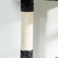 PawHut Árvore Arranhador para Gatos Alta com Casinhas e Redes, 60x60x200cm, Cinza Escuro(m-5)