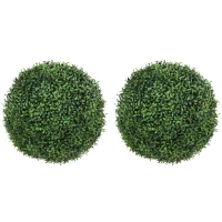 HOMCOM Plante Decorative Artificiale din Buxus cu 682 de Frunze, Rezistente la UV, Înălțime 42 cm(m-1)