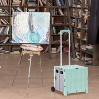 HOMCOM Carrito para Supermercado con 2 Ruedas Longitud de Mango Ajustable Capacidad 32 Litros 41,5x32,5x85 cm Verde(m-10)