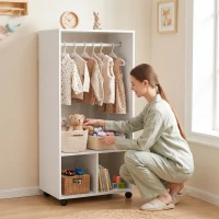 HOMCOM Mobiler Kleiderschrank Garderobe Schrank mit Regal 4 Schwenkräder für Wohnzimmer Schlafzimmer, Aluminiumlegierungen, 60 x 40 x 128 cm, Weiß(m-7)