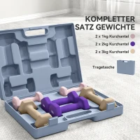 SPORTNOW Halterset, 6-delig halters met gewichten, halterset van staal, 1kg, 2kg, 3kg(m-4)