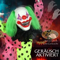 Outsunny Stapelbare Halloween-Animatronics-Clowns mit roten leuchtenden Augen für Indoor-Party-Requisiten(m-5)