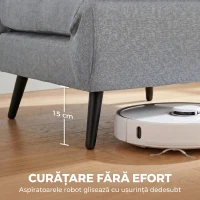 HOMCOM Fotoliu Pat cu Spătar Reglabil 3 Poziții, Pernă Detașabilă din Țesătură cu Aspect de In, Gri Deschis(m-7)
