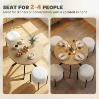 HOMCOM 80cm Industrial Round Dining Table - White Oak(m-4)