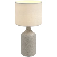 HOMCOM Lampe de Table avec Base en Céramique et Abat-Jour en Lin, Lampe de Chevet Rétro avec Culot E27, Blanc et Sable(m-12)