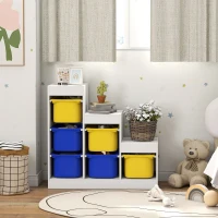 AIYAPLAY Móvel de Arrumação para Brinquedos Infantis com 6 Cestos Removíveis 3 Níveis de Arrumação 96x38,5x90 cm Multicolorido(m-4)