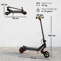 SPORTNOW Electric Scooter for Kids, Foldable E Scooter for Age Age 6+ with LED Display, RGB lights, Up to 16km/h, Black(m-3)