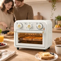 HOMCOM Heißluftfritteuse 12 Liter Mini Backofen mit Umluft, 5 Programmen, Backblech und Frittierkorb, 1200 W, Spülmaschinenfest(m-10)