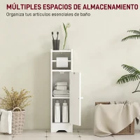 HOMCOM Armario de Baño Estrecho Mueble Auxiliar de Baño con Estante Ajustable y Portarrollos de Papel 21x20x79 cm Blanco(m-4)