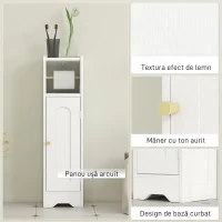 HOMCOM Dulap pentru Hârtie Igienică din Lemn cu Compartiment și Raft Reglabil, 21x20x79 cm, Alb(m-7)