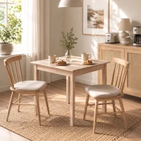 HOMCOM Mesa de cocina Mesa de comedor Mesa cuadrada, diseño moderno, 75 cm x 75 cm x 76 cm, madera natural(m-4)