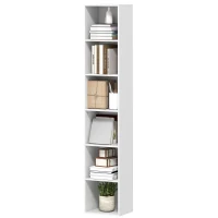 HOMCOM Estante de 6 Prateleiras Prateleira Autoportante para Sala de Estar 30x24x159 cm Branco(m-7)