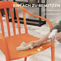Outsunny Weerbestendige Tuinstoelenset van 4 Kunststof Stapelstoelen met Armleuning en Rugleuning Tot 120 kg Belastbaar(m-6)