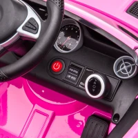 AIYAPLAY elektrische kinderauto met led-koplampen, veiligheidsgordel, claxon en muziek, 3 tot 5 km/u, roze, 107 x 62,5 x 44 cm(m-10)