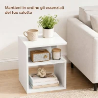 HOMCOM Tavolino Moderno, da Salotto con 3 Ripiani Aperti per Soggiorno, Camera, Studio, Bianco(m-5)