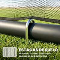 SPORTNOW Portería de Fútbol para Jardín 300x120x200 cm con Red Resistente Estructura Metálica y Piquetas para Suelo Negro(m-8)