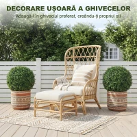 HOMCOM Plante Decorative Artificiale din Buxus cu 682 de Frunze, Rezistente la UV, Înălțime 42 cm(m-8)