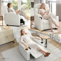HOMCOM Fotoliu Relax Electric Reclinabil 150° cu Suport pentru Picioare, Funcție Memorie, Telecomandă, din Catifea, Crem(m-4)