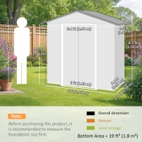 Outsunny 6.5 x 3.5ft Metal Garden Storage Shed - Light Grey(m-3)