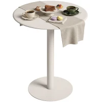 HOMCOM Runder Küchentisch für 2 Personen mit Stahlgestell, platzsparend, 60 x 60 x 72 cm, Beige(m-9)