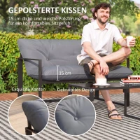 Outsunny Buitenzonnig Tuin Loungeset 4-stuurs Tuinmeubelset 114x70cm, grijs + zwart(m-4)