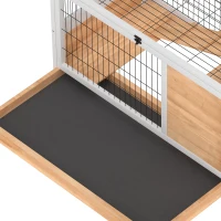 PawHut Clapier lapin intérieur clapier pour cochon d'inde en bois avec toit ouvrant et roulettes 90 x 53 x 59 cm jaune et blanc(m-12)