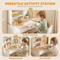 AIYAPLAY Kinderschreibtisch Kinder Schreibtisch mit Schublade Bücherregal Stauraum für Kinder 3-8 Jahre, 80 x 50 x 100 cm Weiß(m-5)