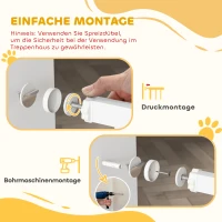 PawHut Treppenschutzgitter Absperrgitter ohne Bohren mit automatische Schließung für Kinder Küche Treppe 76-80 x 76 cm Weiß(m-7)