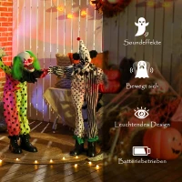 Outsunny Stapelbare Halloween-Animatronics-Clowns mit roten leuchtenden Augen für Indoor-Party-Requisiten(m-6)