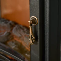 HOMCOM Chimenea Eléctrica 900W/1800W con Efecto de Llama Temperatura Ajustable y Protección Sobrecalentamiento Negro(m-10)