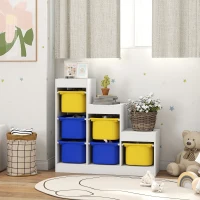 AIYAPLAY Móvel de Arrumação para Brinquedos Infantis com 6 Cestos Removíveis 3 Níveis de Arrumação 96x38,5x90 cm Multicolorido(m-6)
