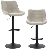 HOMCOM Set 2 drehbare, höhenverstellbare Barhocker mit Metallfuß und Rückenlehne, Cremeweiß(m-1)