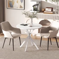 HOMCOM Tavolo da Pranzo Rotondo Stile Industriale con Gambe a Croce in Acciaio, Ø80x75 cm, Bianco(m-9)