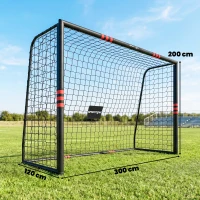 SPORTNOW Poartă de fotbal pentru grădină 300 x 200 cm Poartă outdoor robustă cu plasă, căptușeală, ancore pentru sol, strat anti-rugină(m-3)