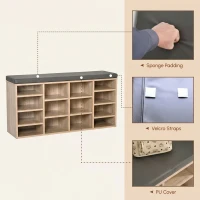 HOMCOM Multi-Storage Shoe Rack w/ 14 Compartments Cushion Moving Shelves Solid Frame Foot Pads Home Office Tidy Organisation Boots Trainers Brown(m-5)