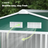 Outsunny 7 x 4ft Metal Garden Shed, Outdoor Storage Tool House with Ventilation Slots, Foundation Kit and Lockable Double Doors, Green(m-8)