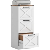 HOMCOM Bürocontainer mit 3 Schubladen, Hängemappen für Letter/A4, Landhausstil, 40x40x101cm, Weiß(m-8)