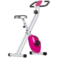 SPORTNOW Cyclette Pieghevole Magnetica a 8 Livelli con Display LCD, Rotelle e Sellino Regolabile, Rosa e Bianco(m-1)